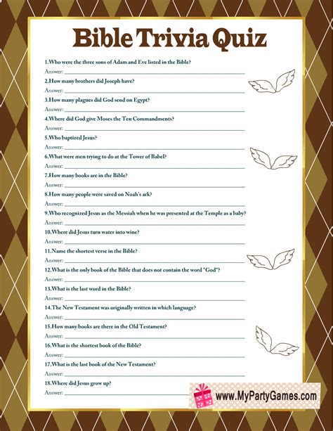 Bible trivia questions for adults - Most Americans can answer basic questions about Christianity, if not so much for other religions. But just how well do you know the Bible? Find out now. Good luck! Funny Bible Riddles. Try these funny Bible riddles. Remember – every answer is a humorous one! 1. Who was the smartest man in the Bible?